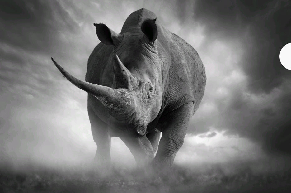 Noshörning kollar till höger