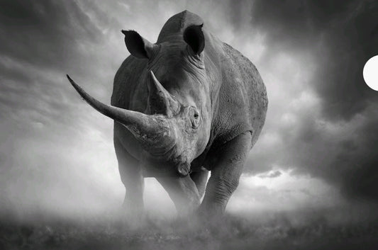 Noshörning kollar till höger